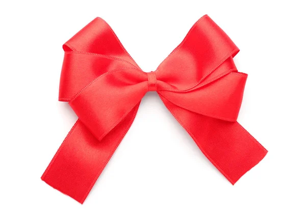 Beautiful Bow Red Ribbon White Background — Stock Photo, Image