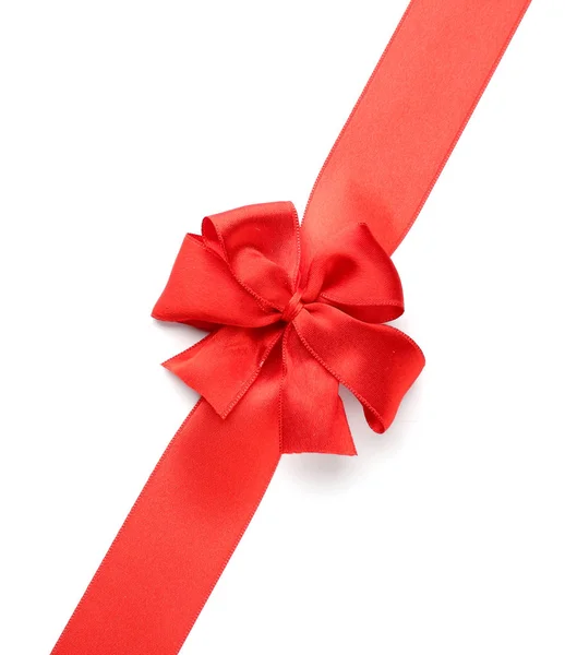 Red Ribbon Bow White Background — Stock Photo, Image