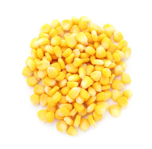 Pile Tasty Corn Kernels White Background — Stock Photo, Image