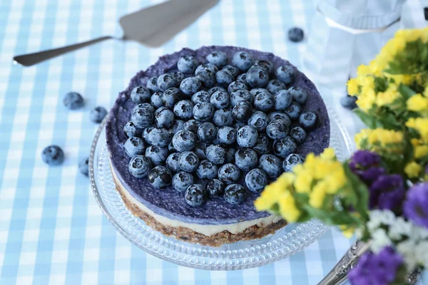 Dessert Stand Delicious Blueberry Cheesecake Table — Stock Photo, Image