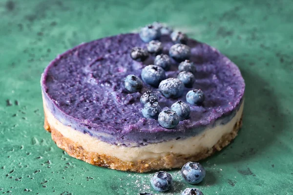 Delicioso Pastel Queso Con Arándanos Mesa —  Fotos de Stock