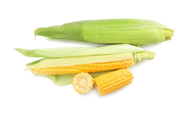 Čerstvé Kukuřice Cobs Bílém Pozadí — Stock fotografie