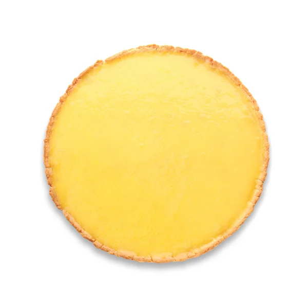 Tarte Citron Savoureuse Sur Fond Blanc — Photo