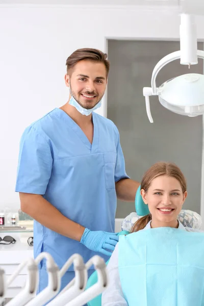 Dentist His Patient Clinic — Stock Photo, Image
