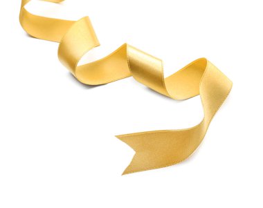 Beyaz arkaplanda güzel altın kurdele