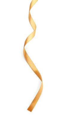 Beyaz arkaplanda güzel altın kurdele