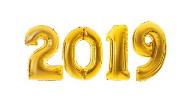 Yıl 2019 beyaz zemin üzerine altın balon kazandım