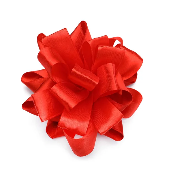 Bow Made Red Ribbon White Background — Stock Photo, Image