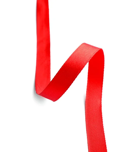 Red Satin Ribbon White Background — Stock Photo, Image