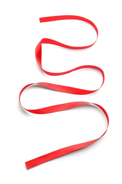 Red Satin Ribbon White Background — Stock Photo, Image