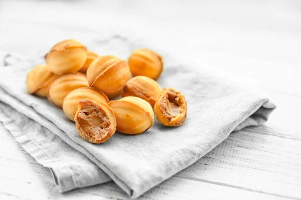 Delicious Cookies Condensed Milk Light Table — Stock Photo, Image