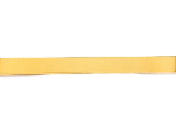 Mooie Gouden Lint Met Lege Kaart Witte Achtergrond — Stockfoto