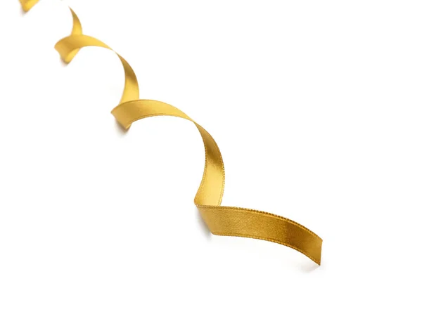 Beautiful Golden Ribbon White Background — Stock Photo, Image