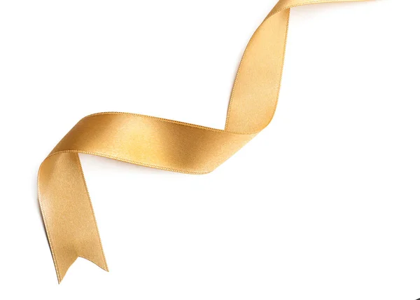 Beautiful Golden Ribbon White Background — Stock Photo, Image