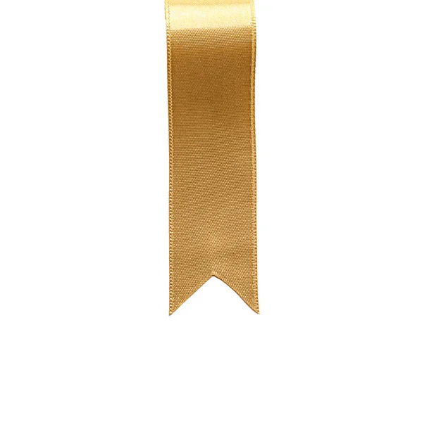 Fita Dourada Bonita Com Cartão Branco Fundo Branco — Fotografia de Stock