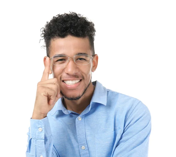 Beau Afro Américain Vêtements Formels Sur Fond Blanc — Photo