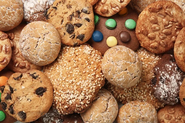 Diferentes Deliciosos Biscoitos Como Fundo — Fotografia de Stock