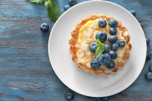 Delicious Blueberry Tart Plate — Stock Photo, Image