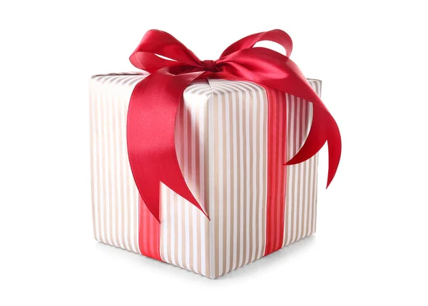 Elegante Scatola Regalo Sfondo Bianco — Foto Stock