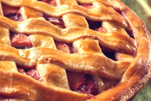 Delicious peach pie, closeup