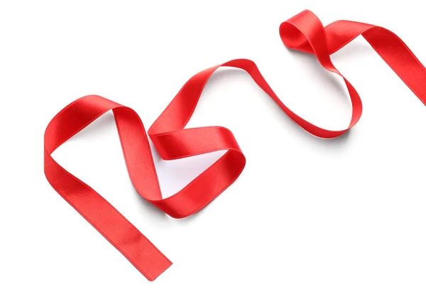 Curled Red Ribbon White Background — Stock Photo, Image