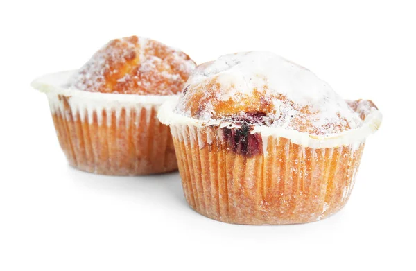 Dolci Muffin Gustosi Sfondo Bianco — Foto Stock