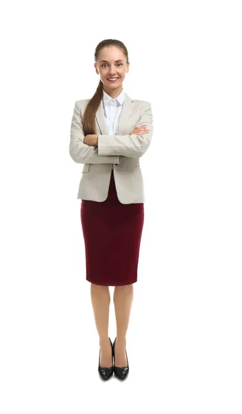 Beautiful Businesswoman White Background — Stock Photo, Image