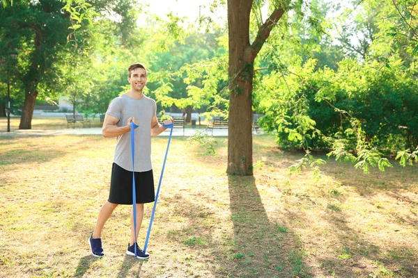 Sporty Young Man Training Outdoors — Stock Photo, Image