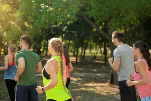 Group Sporty People Running Outdoors — Stock Photo, Image