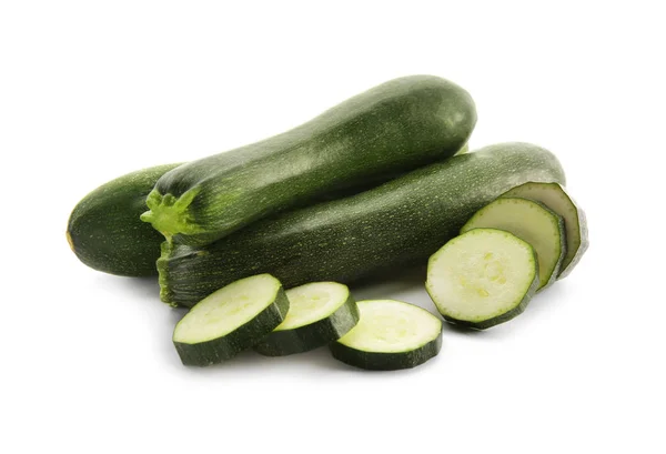 Färsk Zucchini Vit Bakgrund — Stockfoto