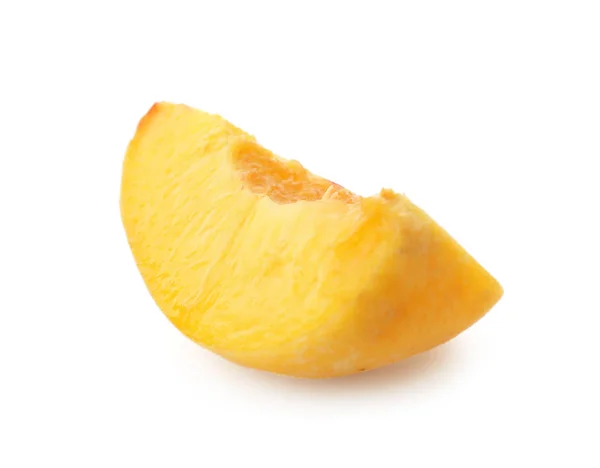 Scheibe Frischer Pfirsich Auf Weißem Hintergrund — Stockfoto