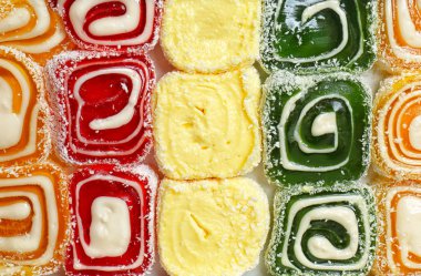 Lezzetli jöle şekerler, üstten görünüm