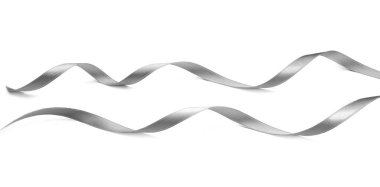 Beyaz arkaplanda gümüş kurdeleler