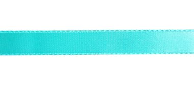 Beyaz arka plan üzerinde turkuaz saten şerit