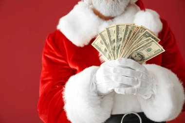 Noel Baba renk arka plan, closeup para ile