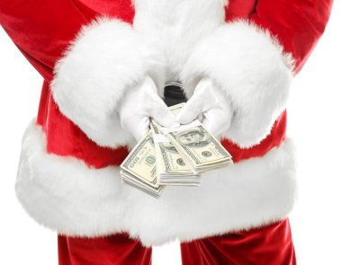 Noel Baba doları banknot beyaz arka planda, closeup ile