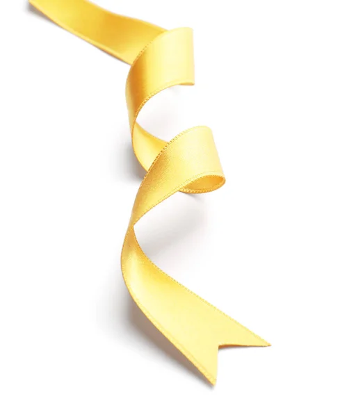 Curled Golden Ribbon White Background — Stock Photo, Image