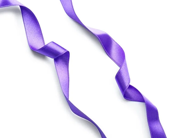 Purple Satin Ribbons White Background — Stock Photo, Image