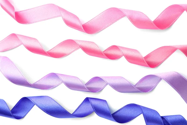 Colorful Satin Ribbons White Background — Stock Photo, Image