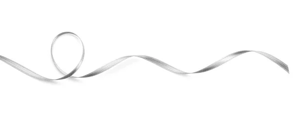 Silver Ribbon White Background — Stock Photo, Image