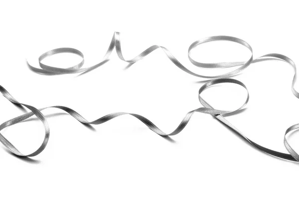 Silver Ribbons White Background — Stock Photo, Image