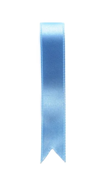 Blue Satin Ribbon White Background — Stock Photo, Image