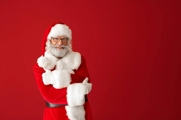 Retrato Santa Claus Sobre Fundo Cor — Fotografia de Stock