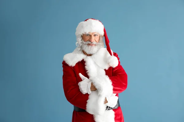 Retrato Santa Claus Sobre Fondo Color —  Fotos de Stock