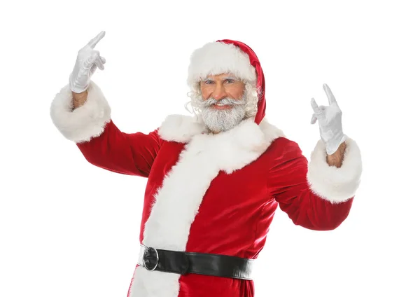 Portret Van Koele Santa Claus Witte Achtergrond — Stockfoto