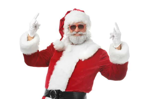 Portret Fajne Santa Claus Białym Tle — Zdjęcie stockowe