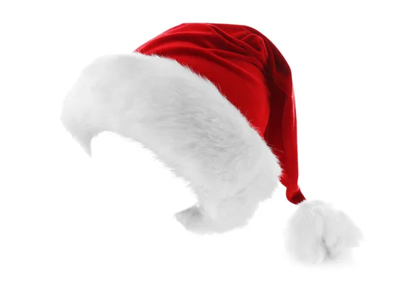 Santa Claus Klobouk Bílém Pozadí — Stock fotografie