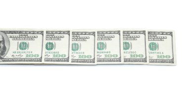 Beyaz arkaplanda dolar banknotları
