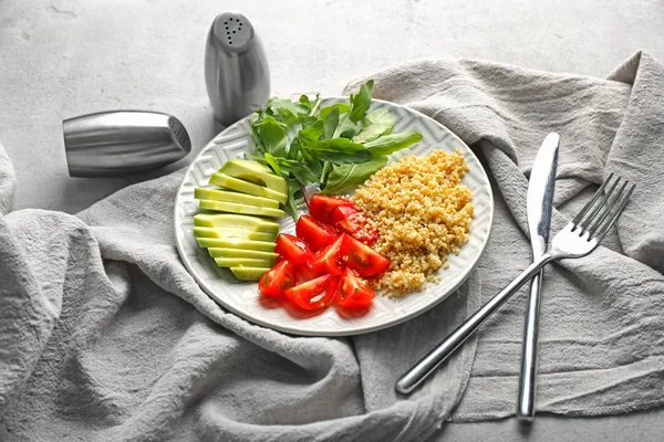 Plate Healthy Fresh Salad Table — Stock Photo, Image