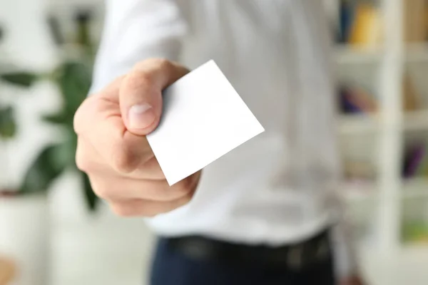 Man Business Card Office Closeup — Stock Photo, Image